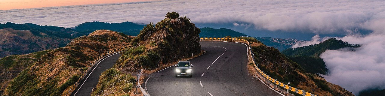 car driving in green field