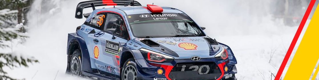 Hyundai race car racing on the snow